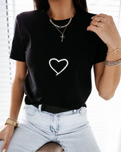 Load image into Gallery viewer, 2020 Summer Women New Fashion Heart Print Short Sleeve Casual T-shirt Heart Print Casual O Neck Basic Tee Female T Shirt
