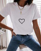 Load image into Gallery viewer, 2020 Summer Women New Fashion Heart Print Short Sleeve Casual T-shirt Heart Print Casual O Neck Basic Tee Female T Shirt
